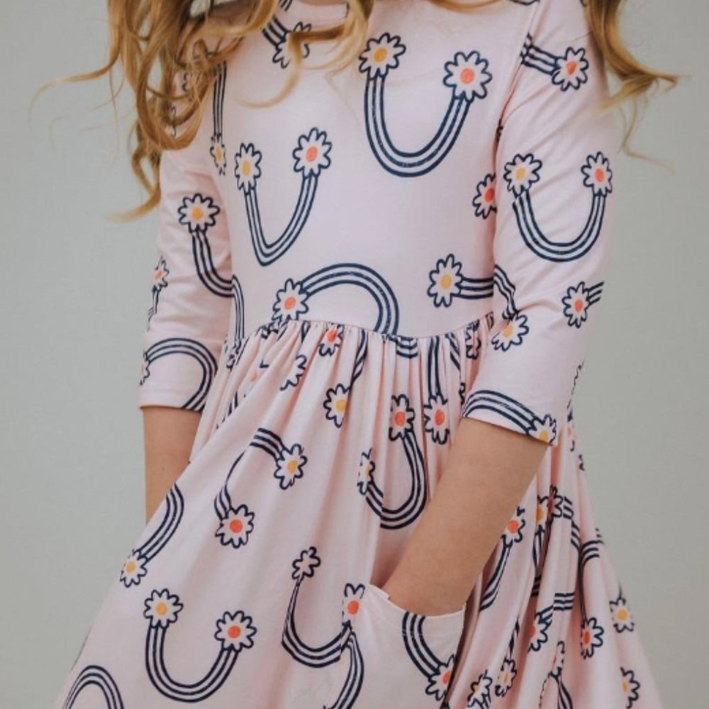 EUC Mila & Rose Rainbow Doodles Twirl Dress
